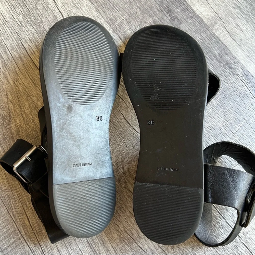 Steve Madden Alyza Black Leather Ankle Strap Sandals Italy Women’s Size 38 - Picture 6 of 8